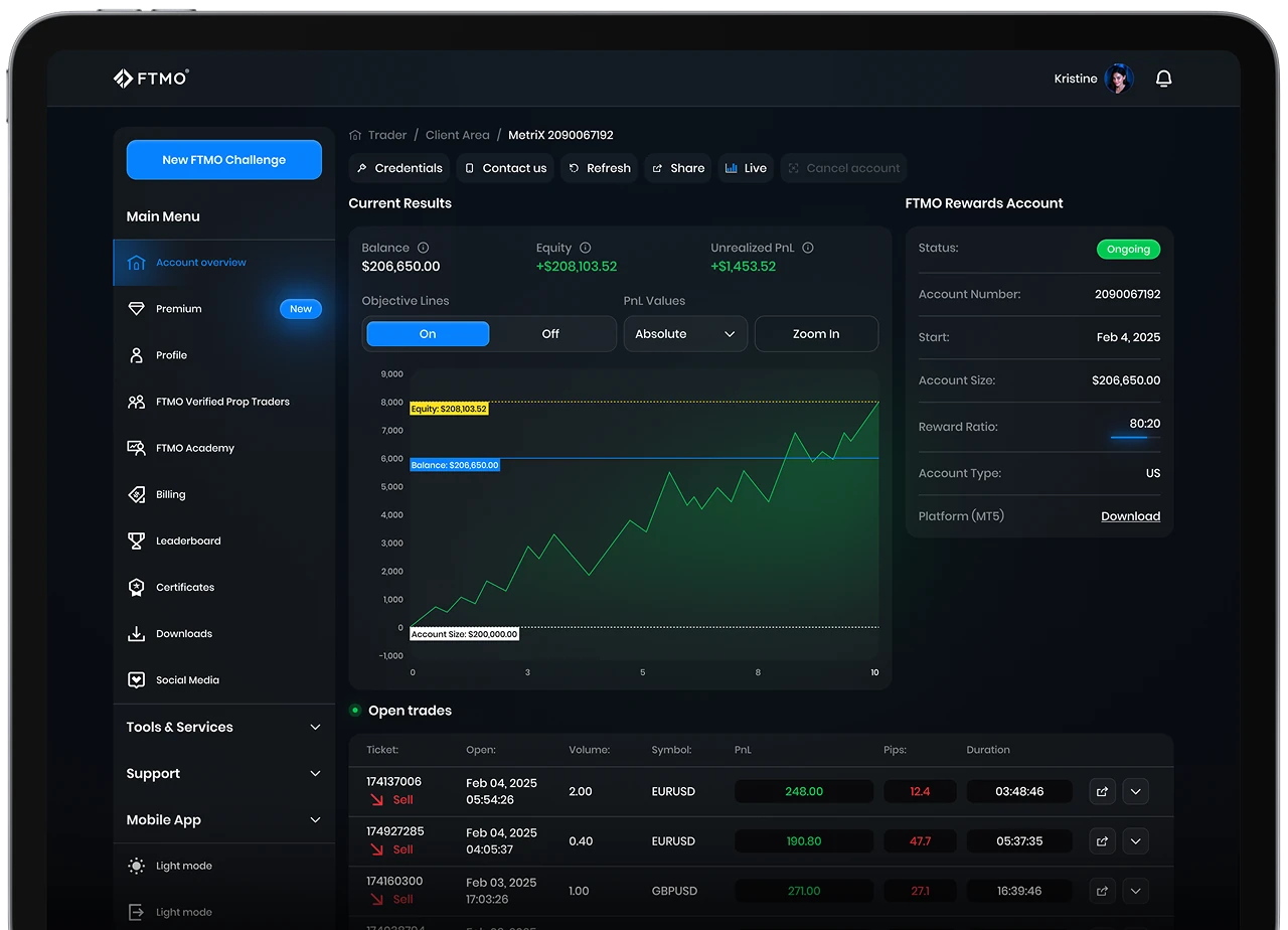 FTMO interface